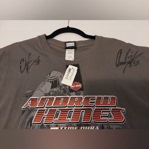 NWT Autographed NHRA Harley-Davidson Pro Stock Motorcycle Racing T-shirt